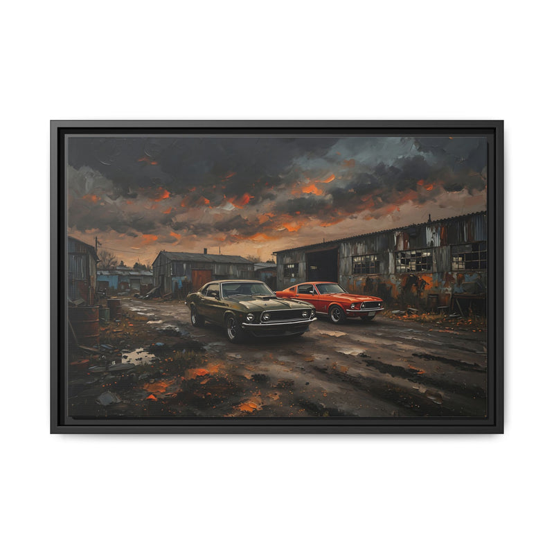 Classic Muscle Cars - Matte Canvas Framed Print