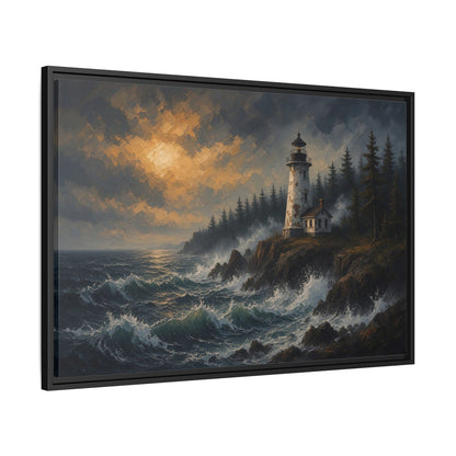 Storm Watch | Lighthouse Framed Canvas