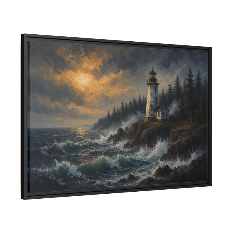 Storm Watch | Lighthouse Framed Canvas