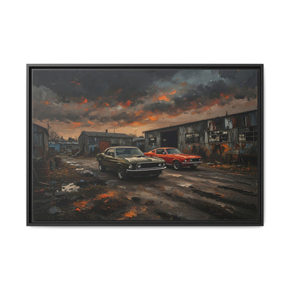 Classic Muscle Cars - Matte Canvas Framed Print