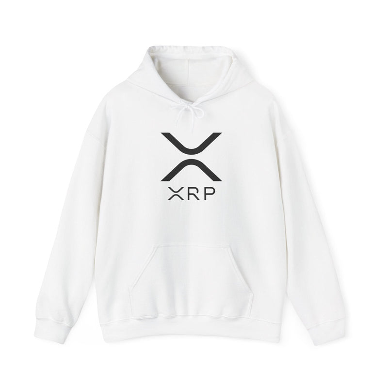White logo pullover hoodie with front XR P graphic