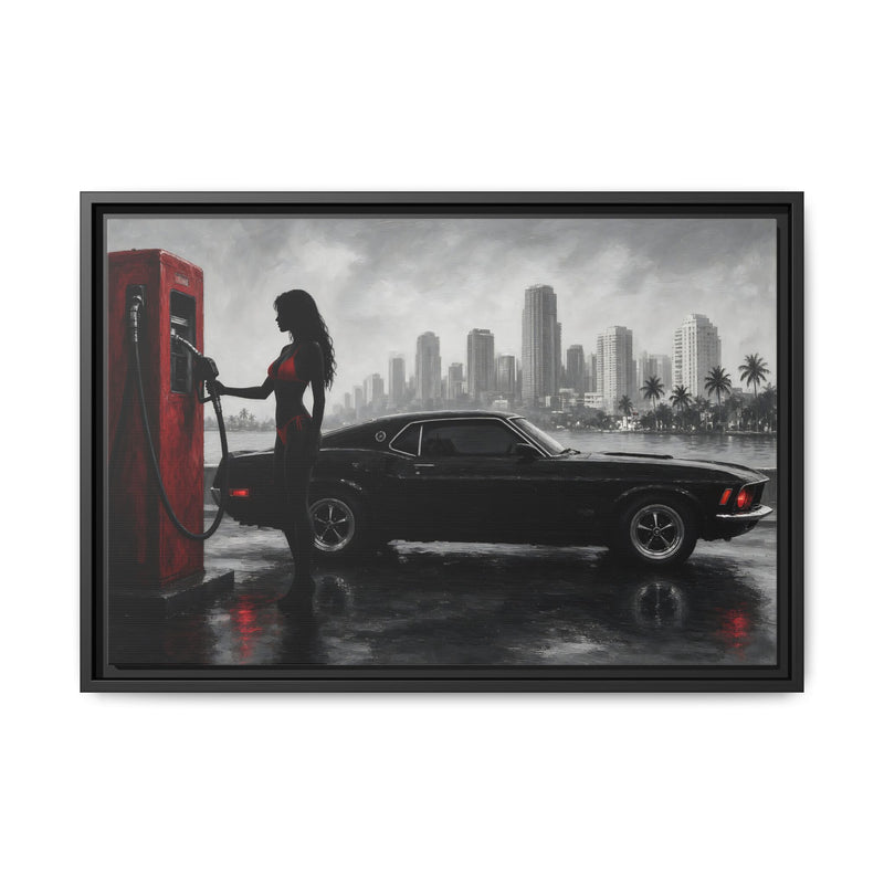 Retro Muscle Car | Miami Gas Station Canvas