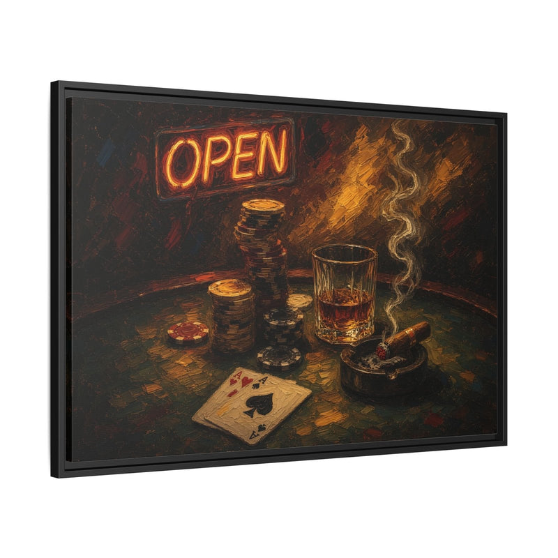 Poker Night Canvas – Whiskey, Aces & Neon