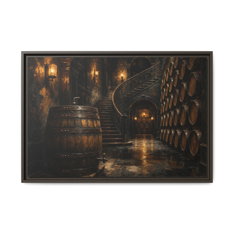 Vintage Whiskey Barrel Cellar Canvas