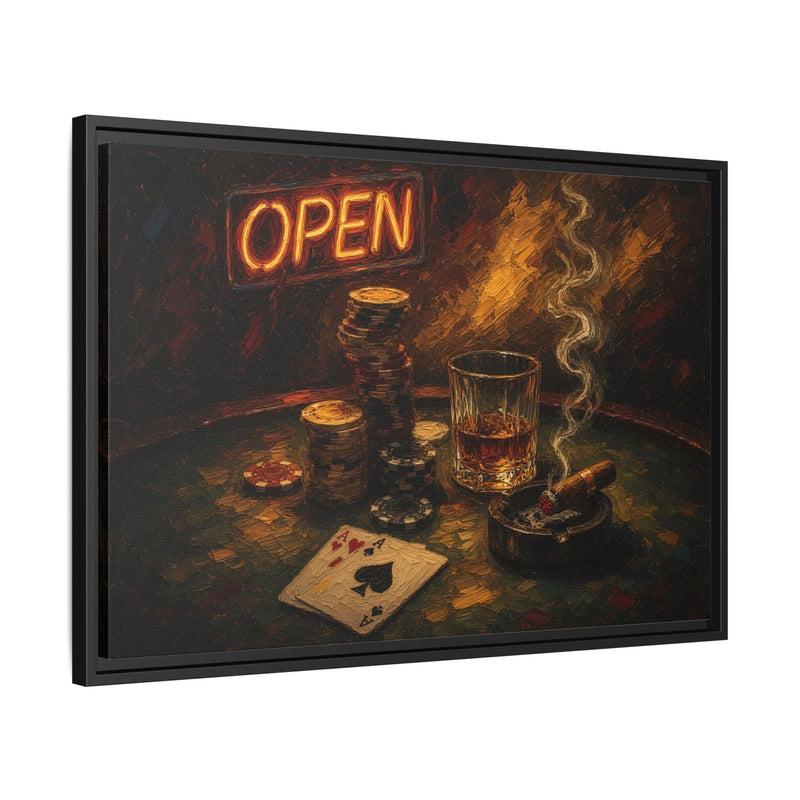 Poker Night Canvas – Whiskey, Aces & Neon
