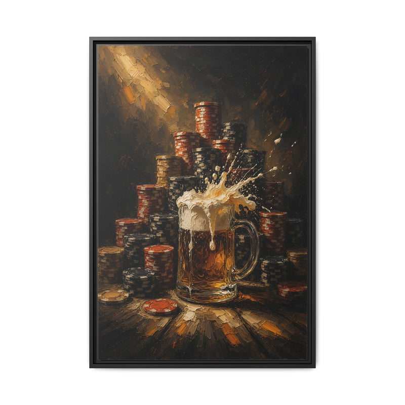 Beer Mug & Poker Chips Canvas | All In, Foam Up