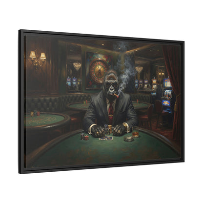 Smoking Gorilla Poker Night - Matte Framed Canvas Wall Art