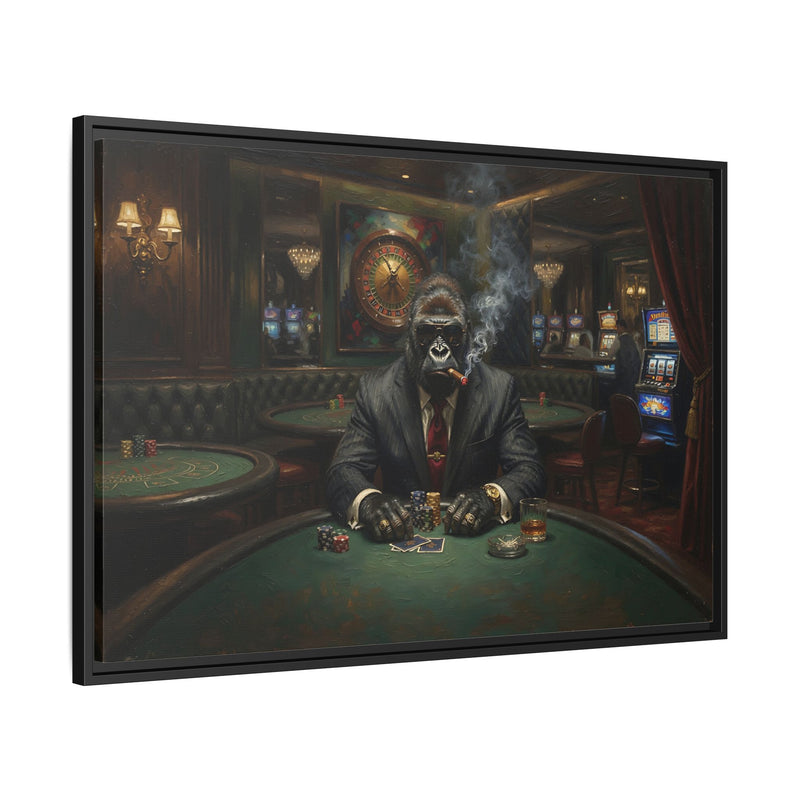 Smoking Gorilla Poker Night - Matte Framed Canvas Wall Art