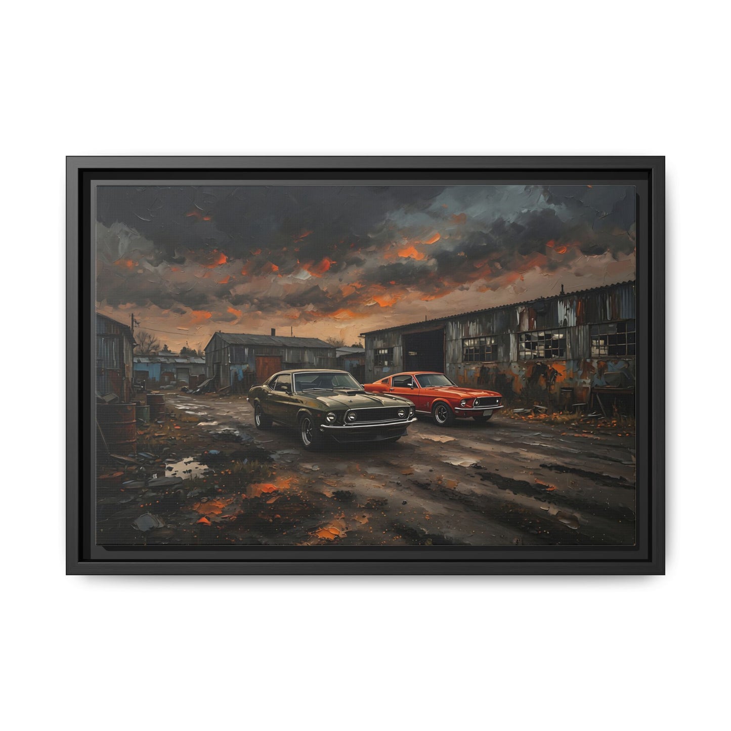Classic Muscle Cars - Matte Canvas Framed Print