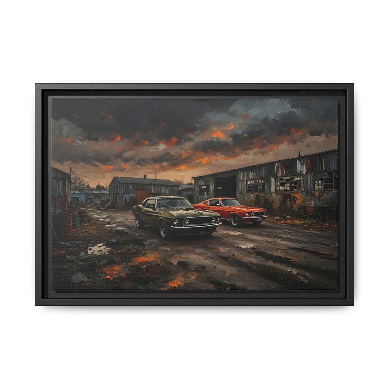 Classic Muscle Cars - Matte Canvas Framed Print