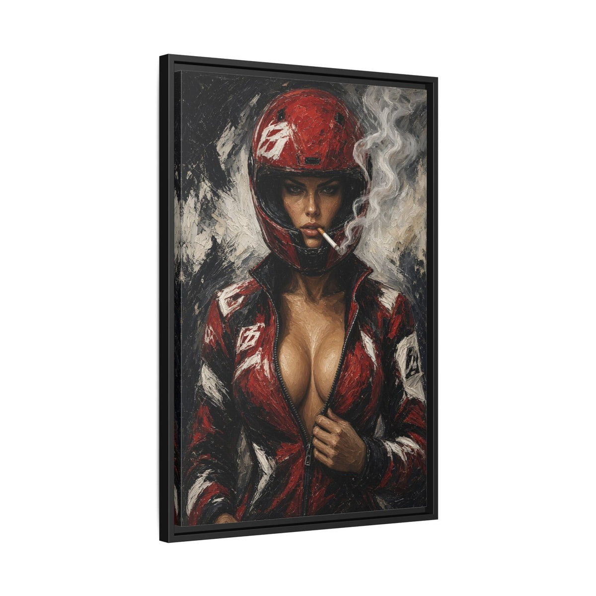 Red Helmet Race Girl Canvas
