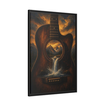 Mountain Song |  Guitar Waterfall Framed Canvas