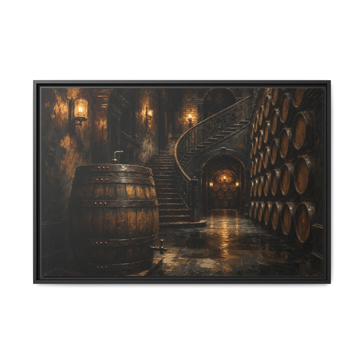 Vintage Whiskey Barrel Cellar Canvas