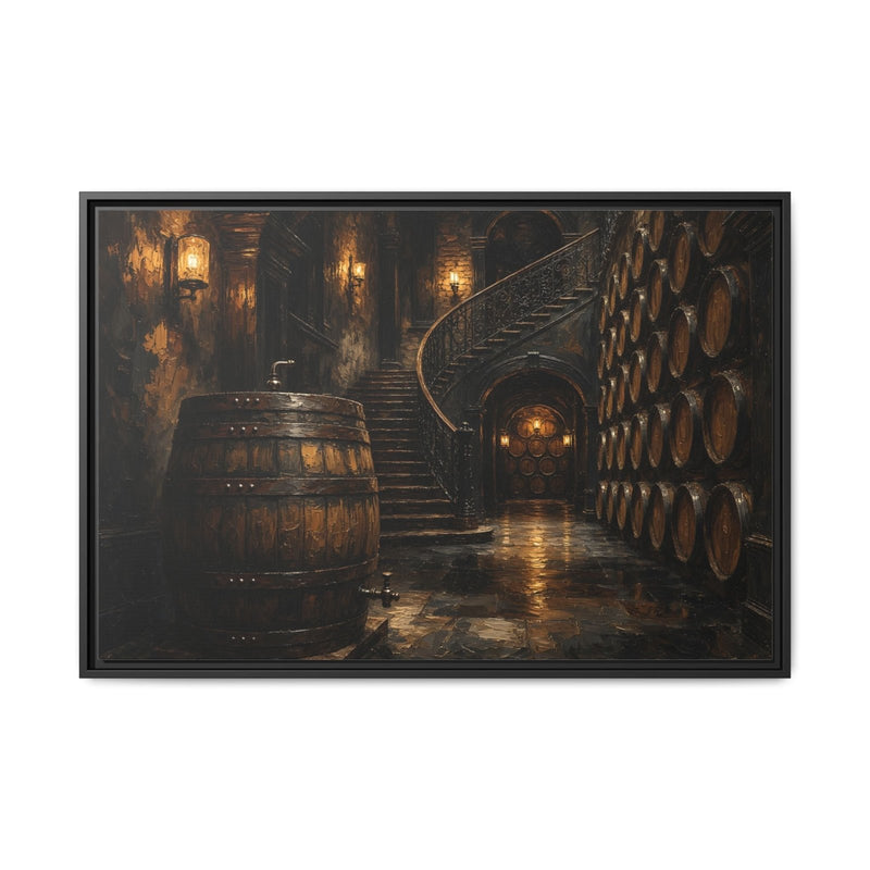 Vintage Whiskey Barrel Cellar Canvas