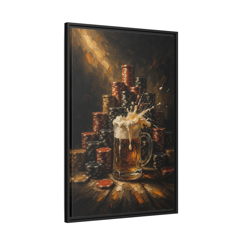 Beer Mug & Poker Chips Canvas | All In, Foam Up