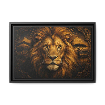 Golden King | Framed Lion Portrait Canvas