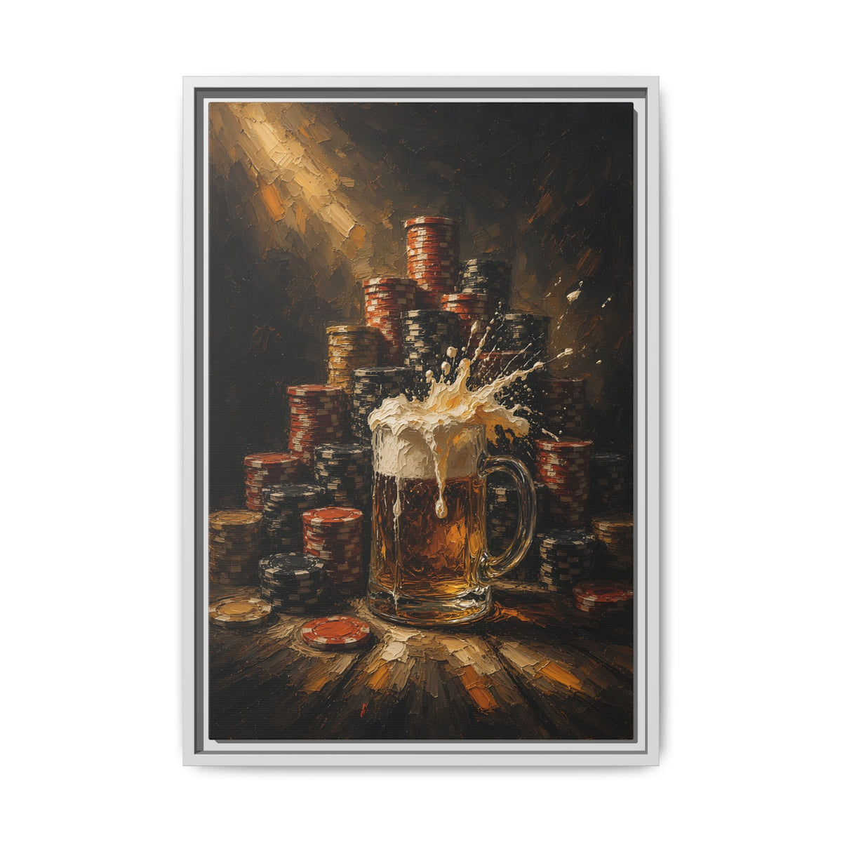 Beer Mug & Poker Chips Canvas | All In, Foam Up