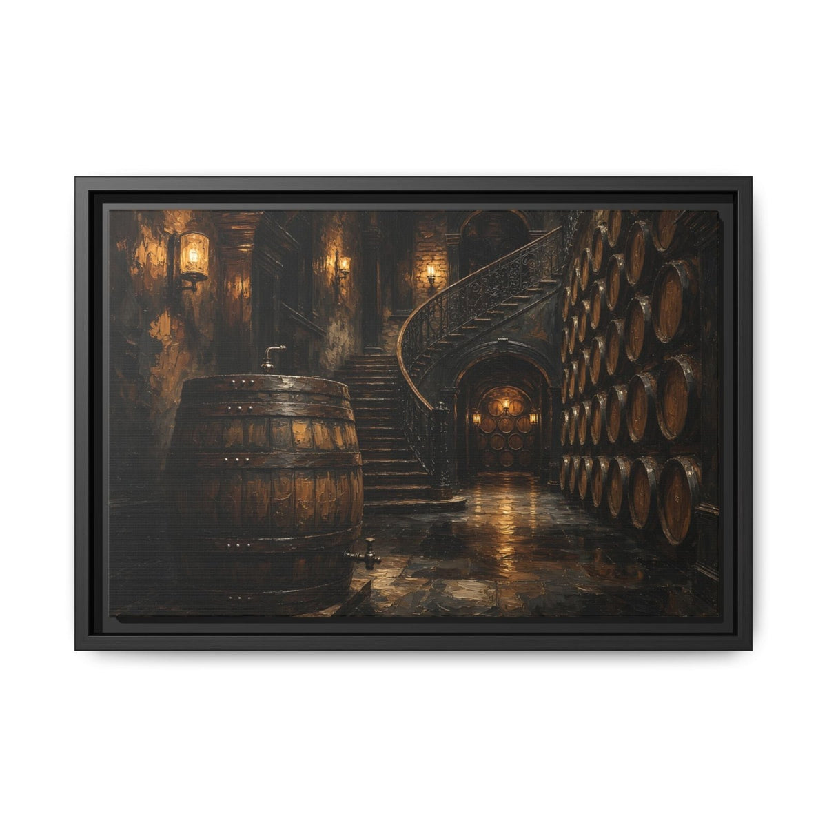Vintage Whiskey Barrel Cellar Canvas