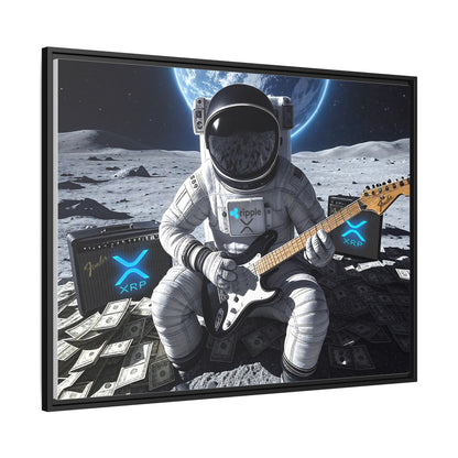 XRP To The Moon! Astronaut Playing Electric Guitar Canvas | Framed Wall Art