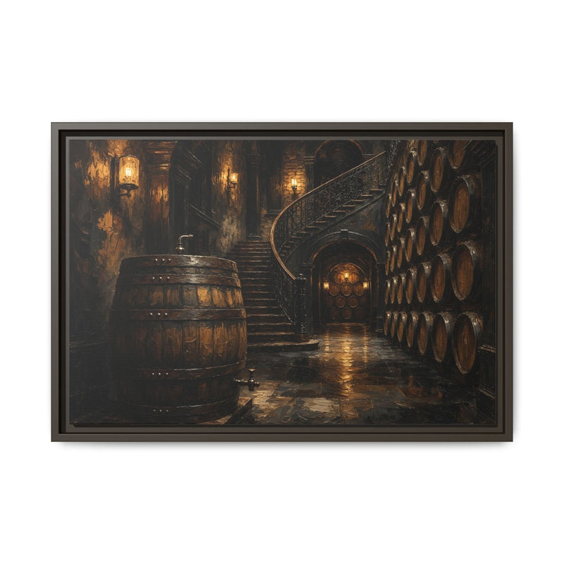 Vintage Whiskey Barrel Cellar Canvas
