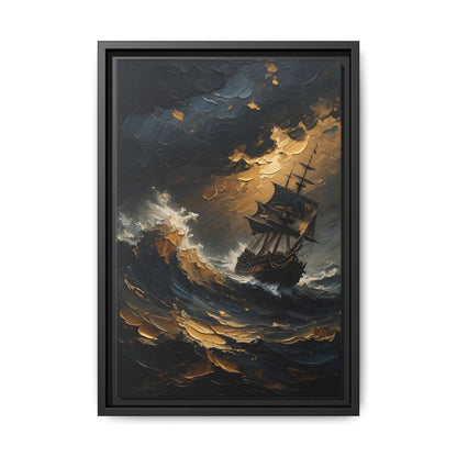 Stormy Sailing Ship Wall Art | Framed Matte Canvas