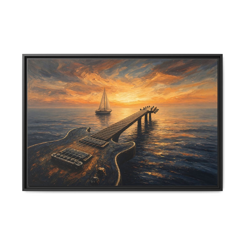 Sunset Riff  | Guitar Dock Framed Canvas