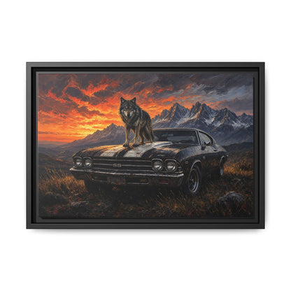 King Of The Hood - Wolf On Muscle Car – Mountain Sunset Canvas