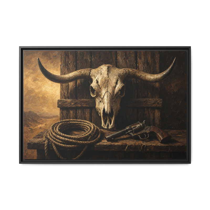 Dust and Iron - Western Longhorn Skull Still Life Canvas