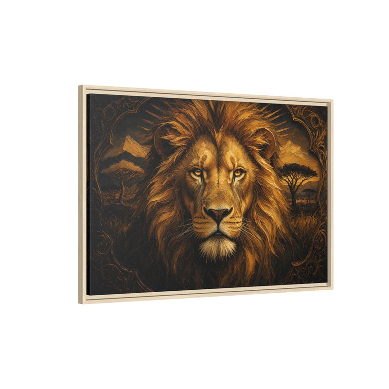 Golden King | Framed Lion Portrait Canvas