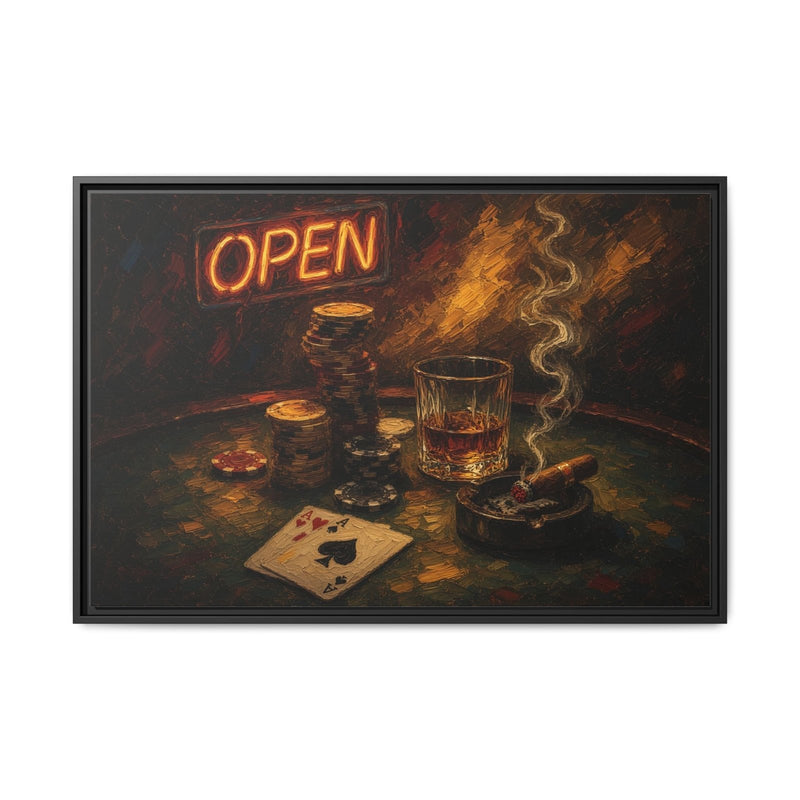 Poker Night Canvas – Whiskey, Aces & Neon