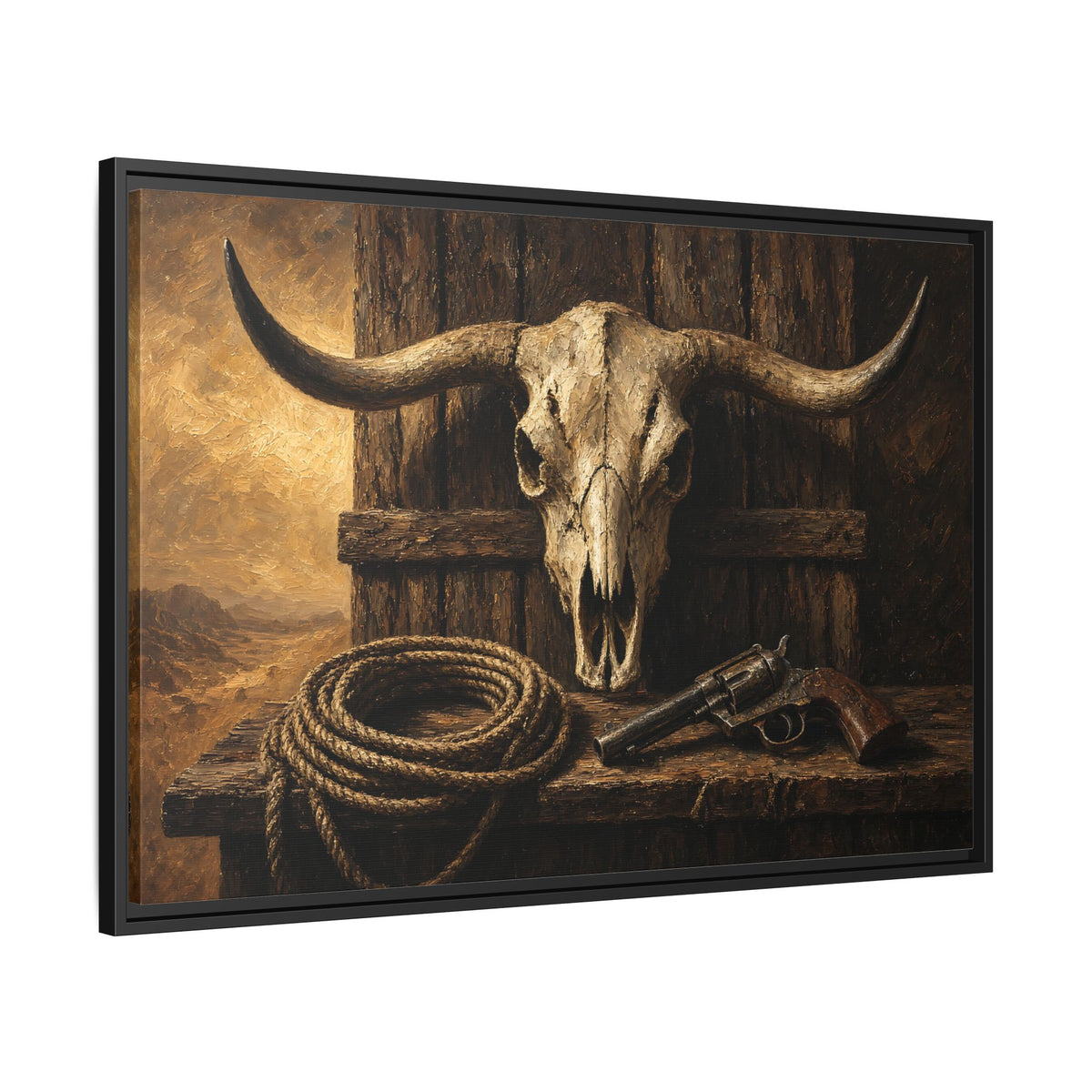 Dust and Iron - Western Longhorn Skull Still Life Canvas