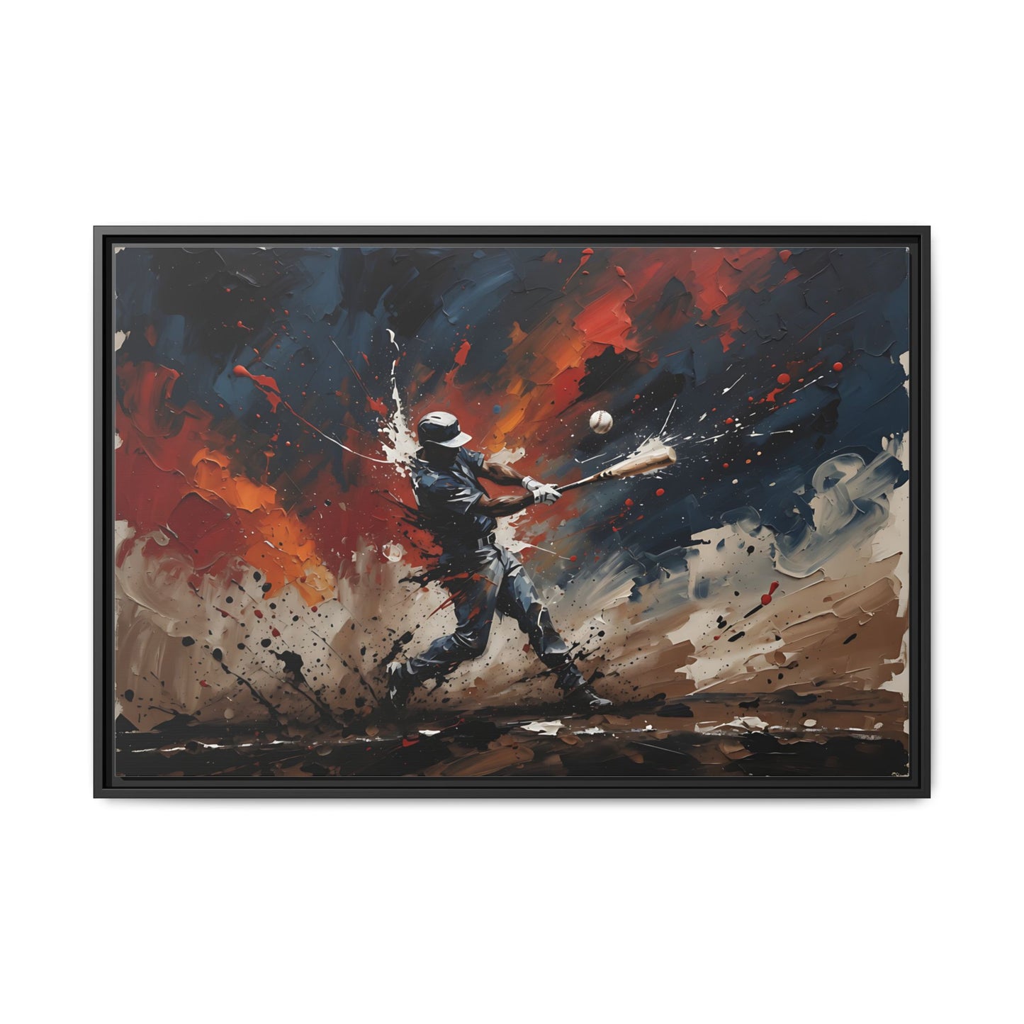 Baseball Grand Slam - Abstract Matte Canvas Framed Wall Art