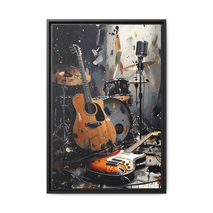 Guitar Rock N Roll  Music Matte Canvas Framed | Band Wall Art