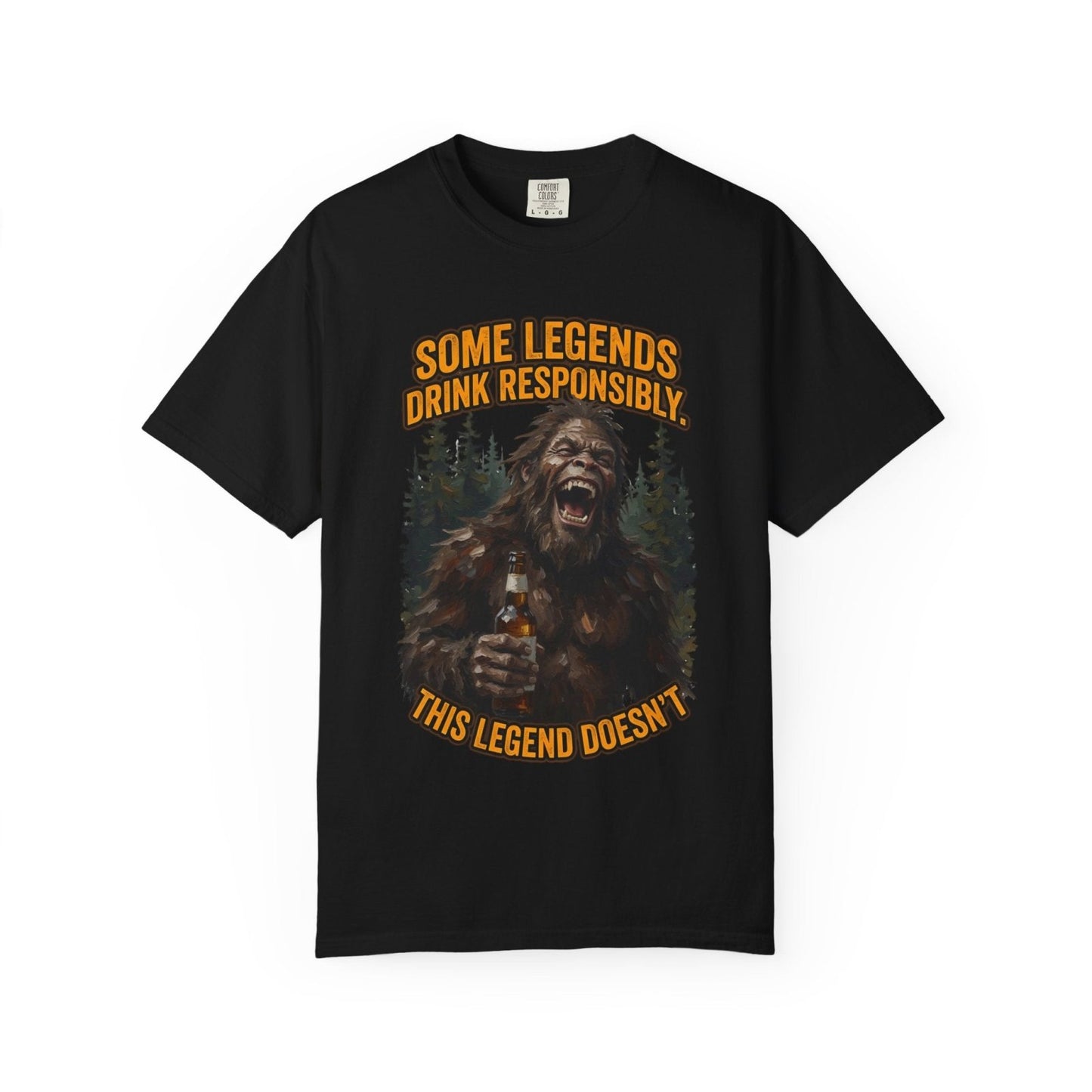 Some Legends Drink Responsibly. This Legend Doesn’t. – Sasquatch Beer T-Shirt (Logo#2)