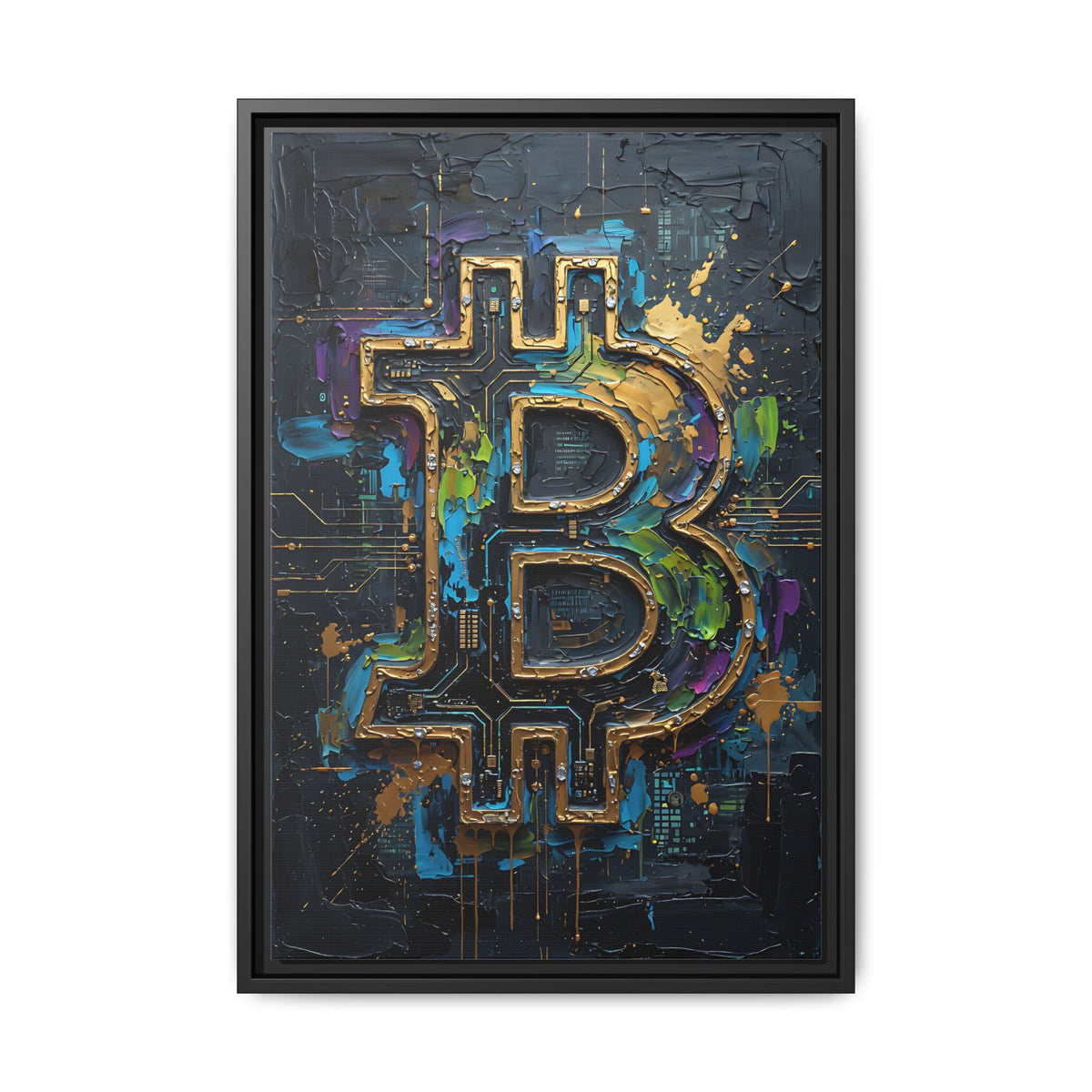 Bitcoin Logo Matte Canvas Framed | Crypto Wall Art