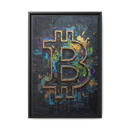 Bitcoin Logo Matte Canvas Framed | Crypto Wall Art
