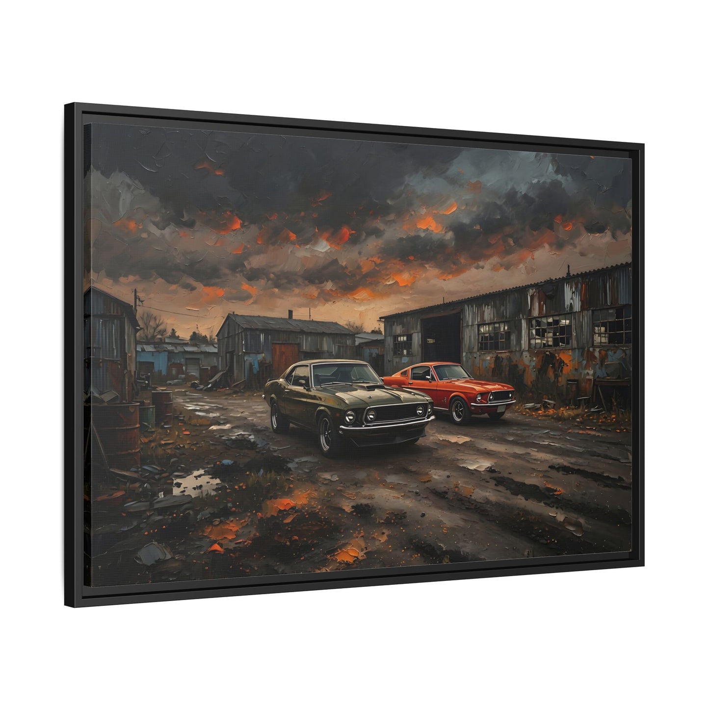 Classic Muscle Cars - Matte Canvas Framed Print
