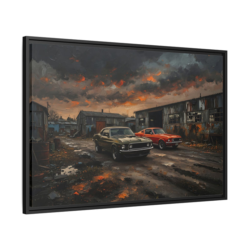 Classic Muscle Cars - Matte Canvas Framed Print