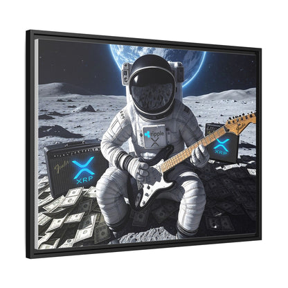 XRP To The Moon! Astronaut Playing Electric Guitar Canvas | Framed Wall Art