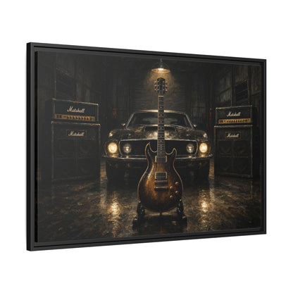 Garage Anthem | Muscle Car & Guitar Framed Canvas