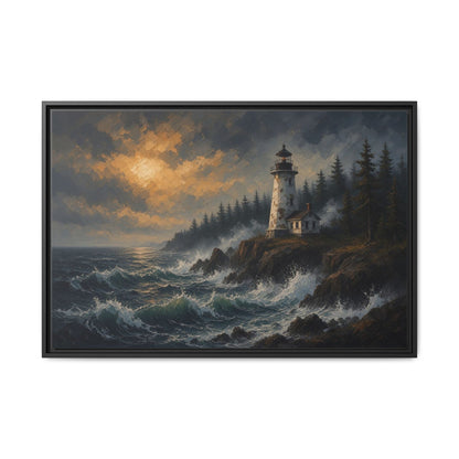 Storm Watch | Lighthouse Framed Canvas