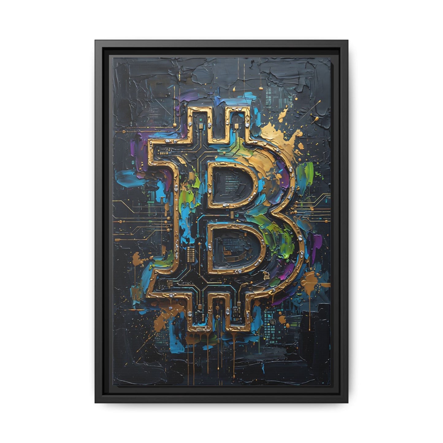 Bitcoin Logo Matte Canvas Framed | Crypto Wall Art