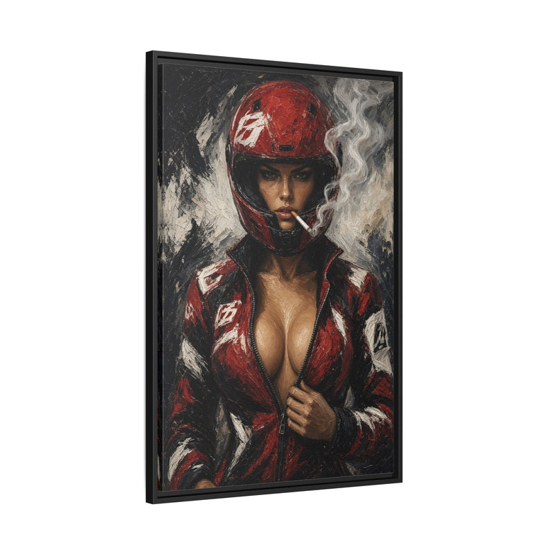 Red Helmet Race Girl Canvas