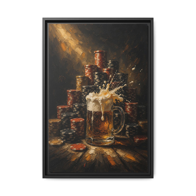 Beer Mug & Poker Chips Canvas | All In, Foam Up