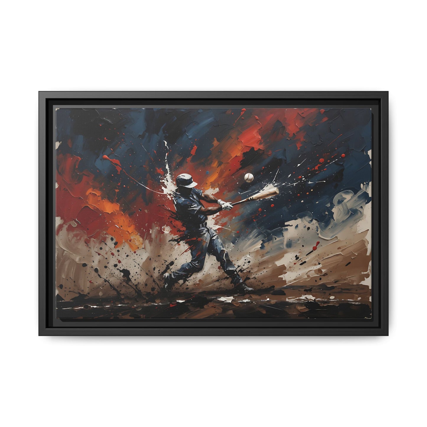 Baseball Grand Slam - Abstract Matte Canvas Framed Wall Art
