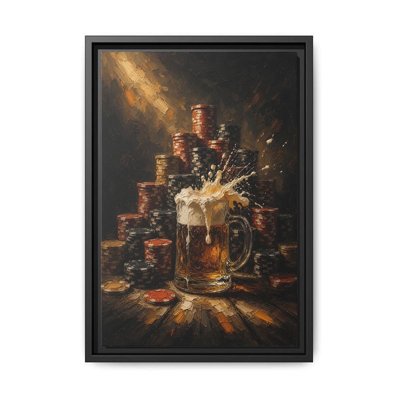 Beer Mug & Poker Chips Canvas | All In, Foam Up
