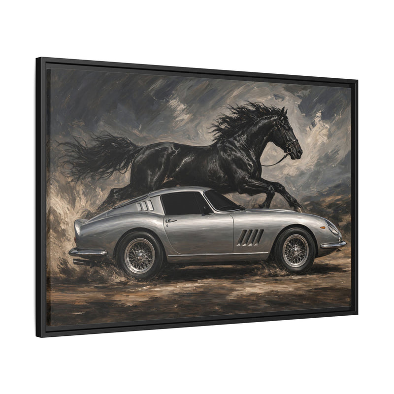 Horsepower | Vintage Sports Car & Stallion Framed Canvas