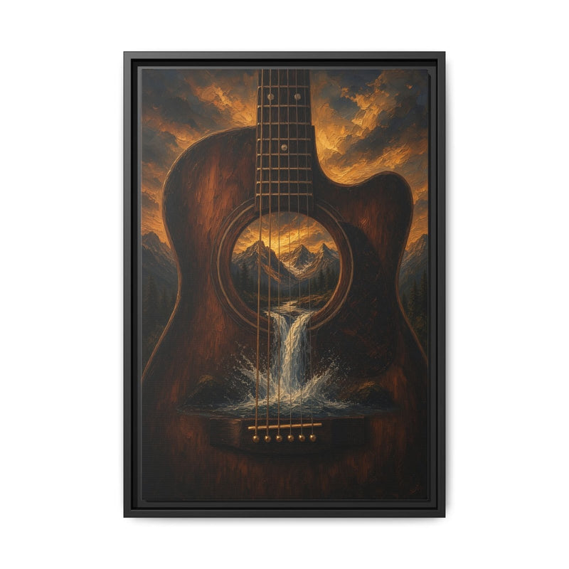 Mountain Song |  Guitar Waterfall Framed Canvas