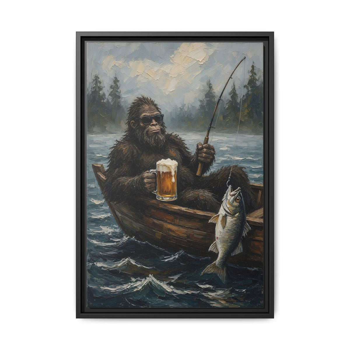 Catch of the Day - Sasquatch Fishing with Beer Canvas