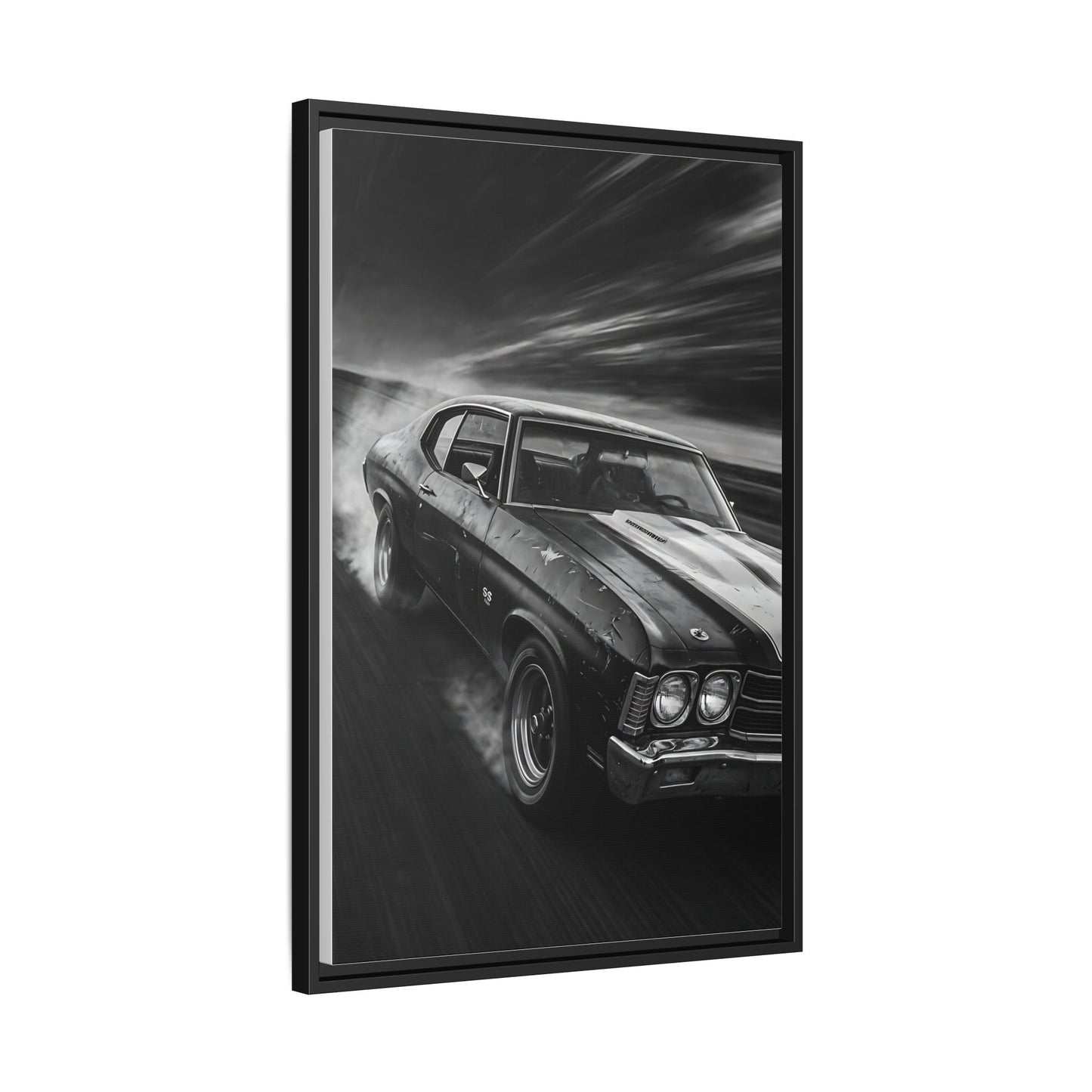 1970 SS Chevy Muscle Car - Matte Canvas Framed | Retro Automobile Wall Art